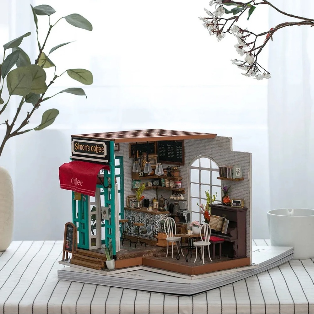 NIB Miniature Model Kit Simon’s Coffee Shop DIY Fat Brain Toys